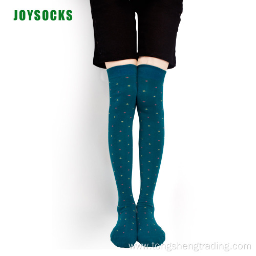 Over knee dot cotton long knitted lady's socks